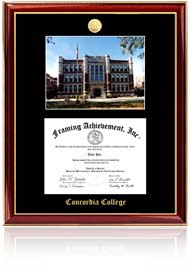 Large diploma frame with Concordia College New York campus photo