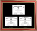 Triple diploma frame - This university diploma frame will hold 3 diplomas