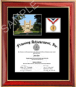 Bridgewater State University diploma frame with campus picture and medallion box
