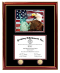 Securities license frame with medallion and financial collage print