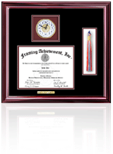 Certificate frame with tassel and clock