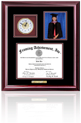 Certificate frame with tassel and clock