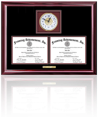 Double diploma frame with clock