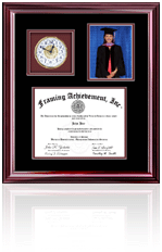 Certificate frame with tassel and clock