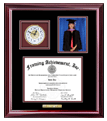 diploma frame with portrait photo and clock