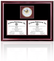 Double diploma frame with clock