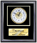 Engraved corporate award recognition frame with deluxe clock