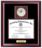 Executive gift with corporate certificate, clock and engraving personalization plate