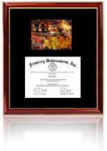 Mid-size certificate frame with firefighter print and logo