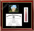 Diploma frames with tassel box and college photo