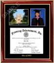 College diploma frame with portrait photo & college campus picture