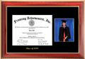 Landscape diploma frame with 5 x 7 portrait photo opening - This alumni diploma frame make great gifts for newly graduates 