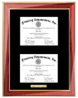 Double diploma frame - This college diploma frame holds 2 diplomas for double majors or 2 diplomas