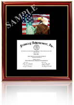 Mid-size certificate frame with firefighter print and logo