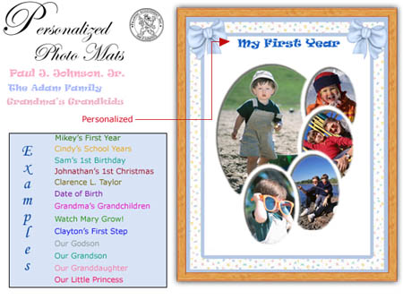 Scroll Down to order your Personalized picture frame or photo mat