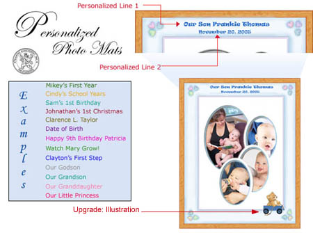 Scroll Down to order your Personalized picture frame or photo mat