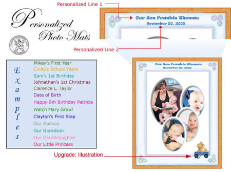 Scroll Down to order your Personalized picture frame or photo mat