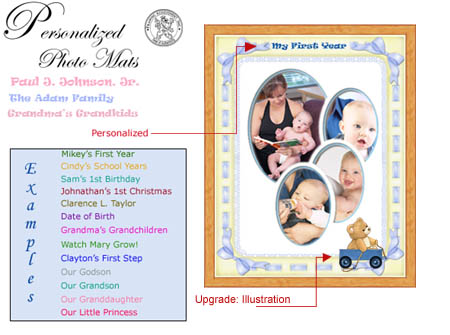 Scroll Down to order your Personalized picture frame or photo mat