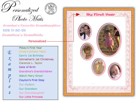 Scroll Down to order your Personalized picture frame or photo mat