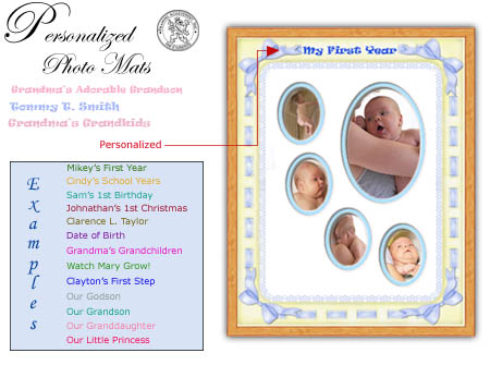 Scroll Down to order your Personalized picture frame or photo mat