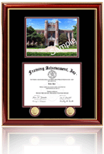 UMUC diploma frame with campus photo