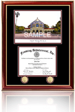 UMUC diploma frame with campus photo