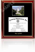 Mid-size Bates diploma frame with campus photo