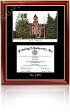 Large diploma frame with Nebraska Wesleyan Universitylitho sketch