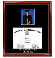 Diploma frame with graduate portrait photo opening