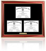 Triple diploma frame with three diplomas