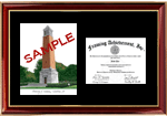 University of Alabama, Tuscaloosa lithograph sketch diploma frame - The standard diploma frame for college graduates  