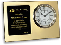 Engraved Desk Clock Award